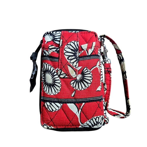 Vera Bradley Deco Daisy Carry It All Wristlet Wallet Phone Red Black Retired - Picture 1 of 7